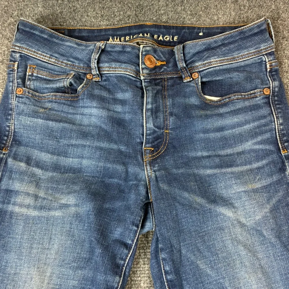American Eagle Super Stretch Kick Boot Jeans Blue Womens 8 Regular Medium‎ Wash